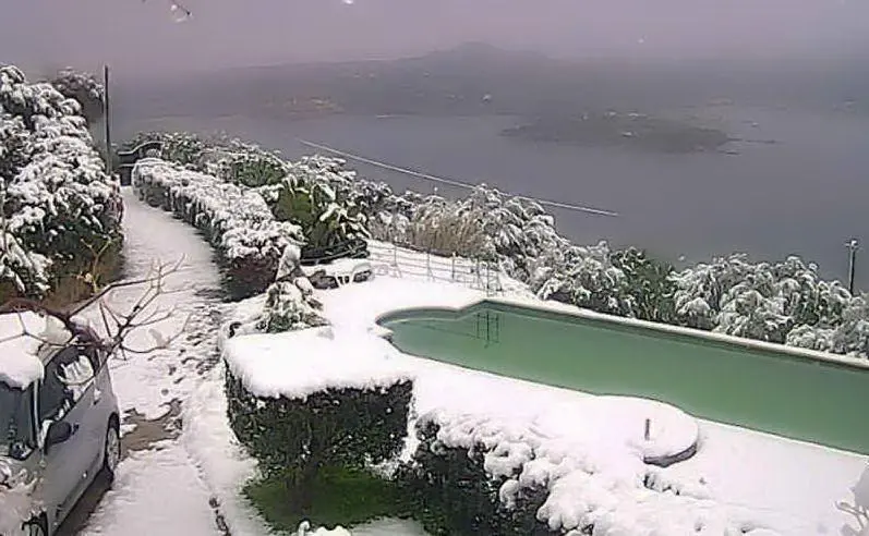 La neve a Porto Rotondo (foto Giacomo Pala)
