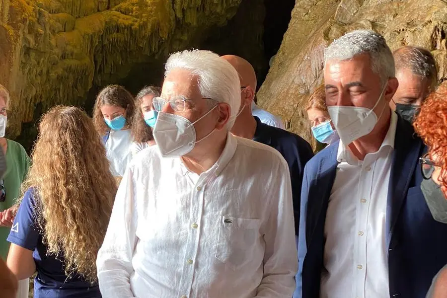 Mattarella alla Grotta di Nettuno (foto Fondazione Alghero)