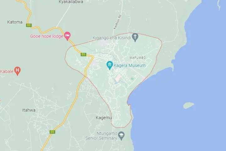 La zona di Bukoba in Tanzania (foto Google Maps)
