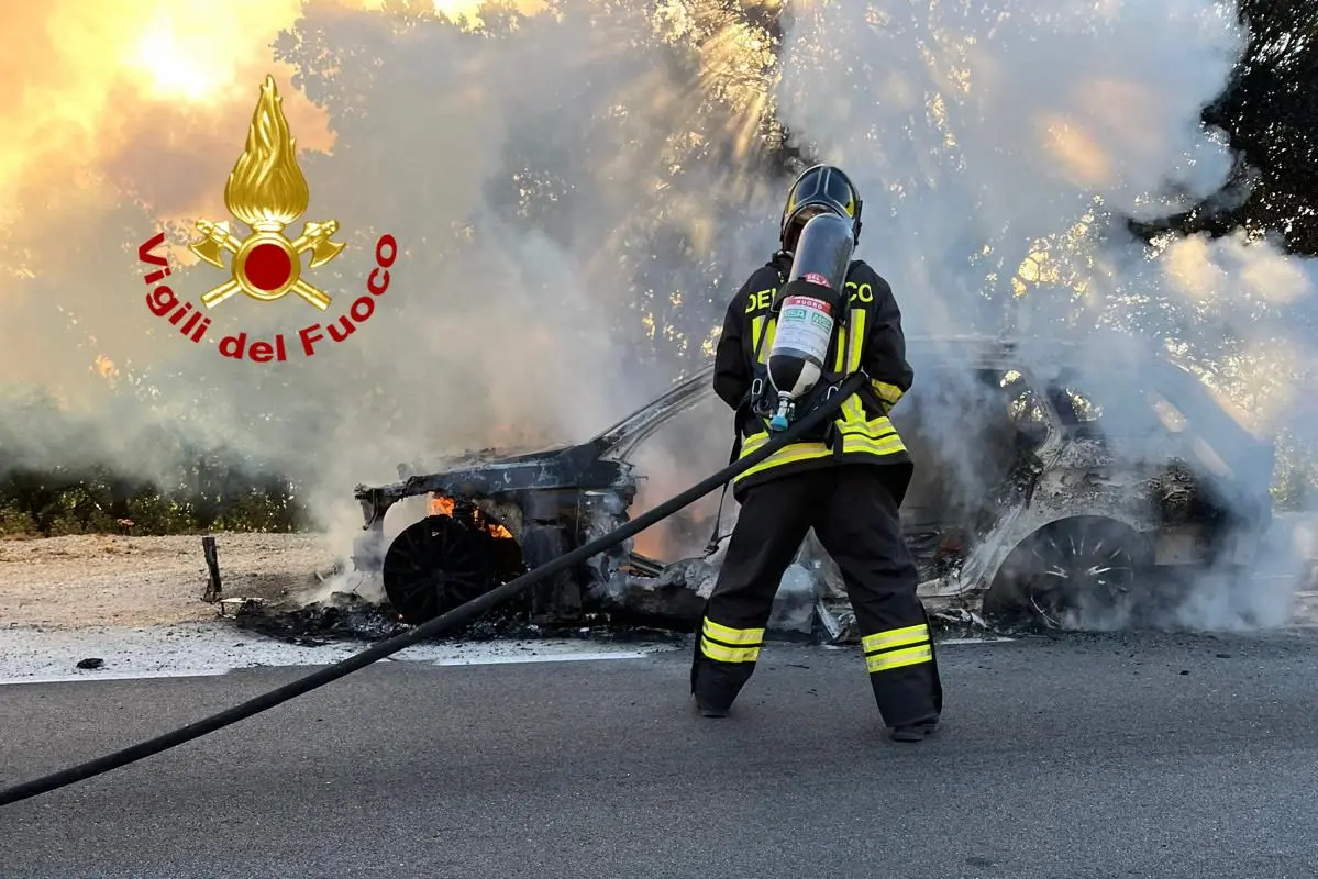 L'intervento dei vigili del fuoco sulla provinciale 26