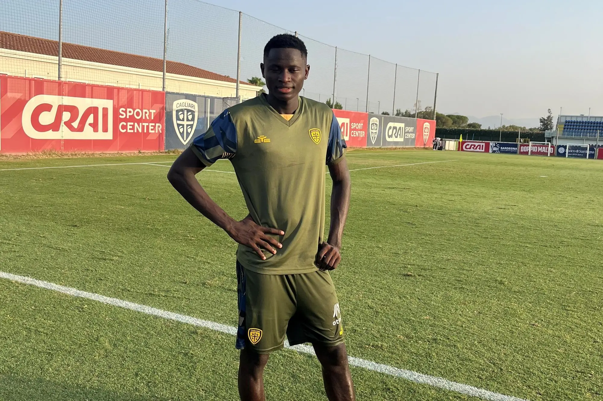 Paul Mendy, attaccante del Cagliari in gol contro l'Union Berlino