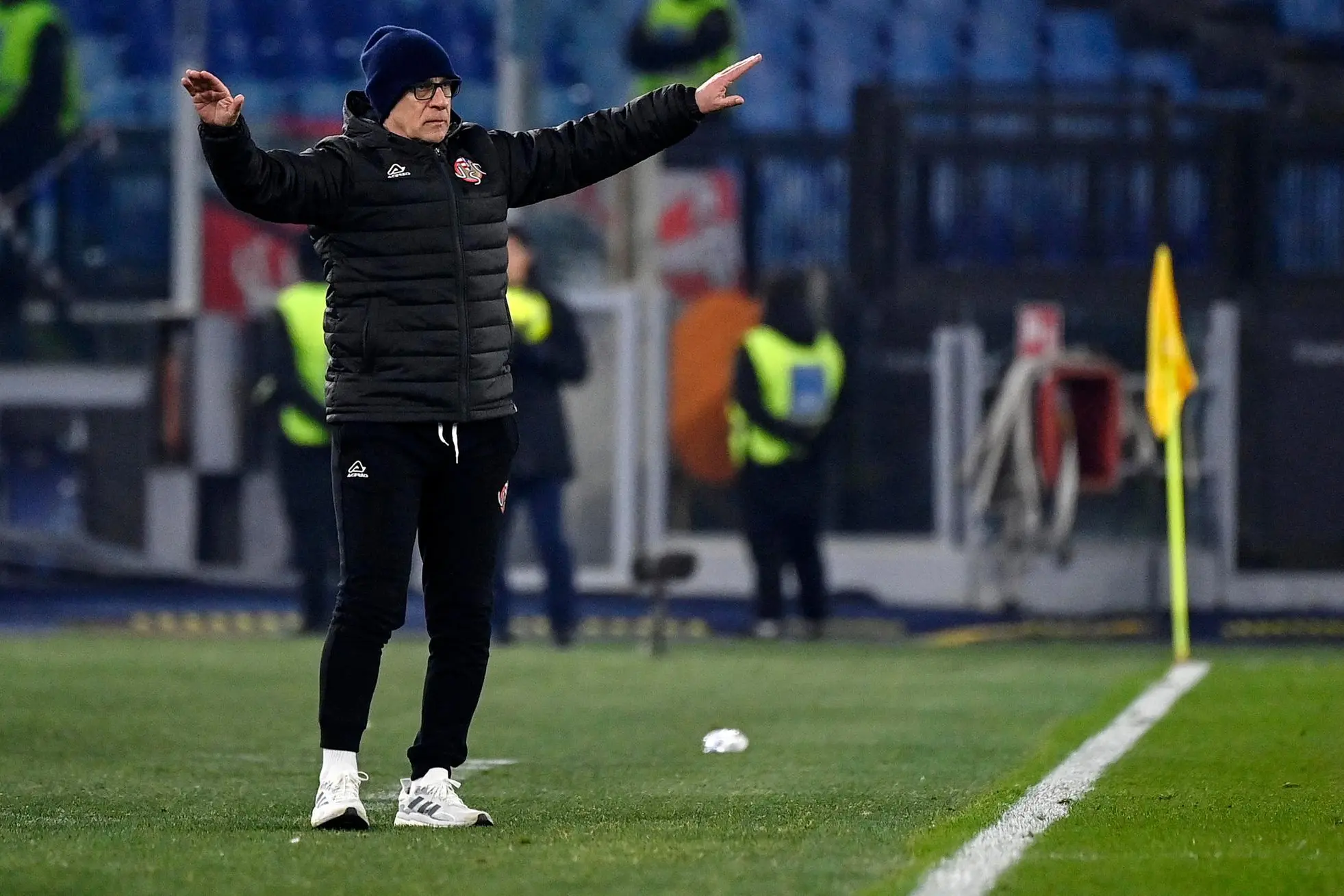 Cremonese's head coach Davide Ballardini reacts during the Coppa Italia soccer match between AS Roma and US Cremonese at the Olimpico stadium in Rome, Italy, 1 February 2023. ANSA/RICCARDO ANTIMIANI