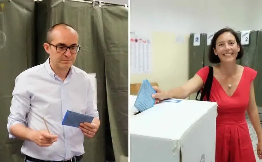 Paolo Truzzu e Francesca Ghirra al voto per le comunali (archivio L'Unione Sarda)