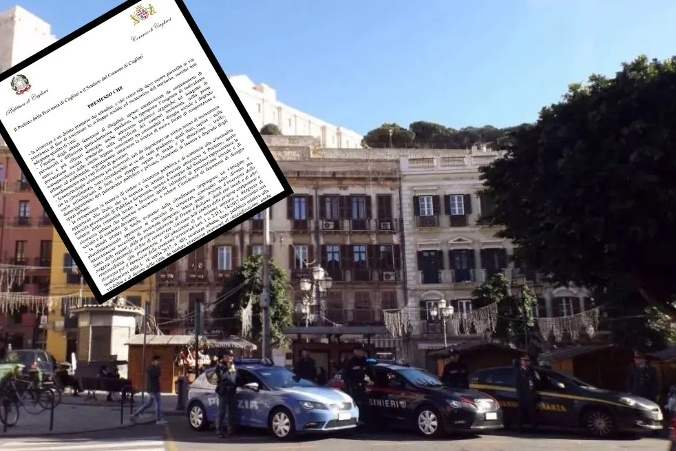 Polizia, carabinieri e guardia di finanza in piazza Yenne