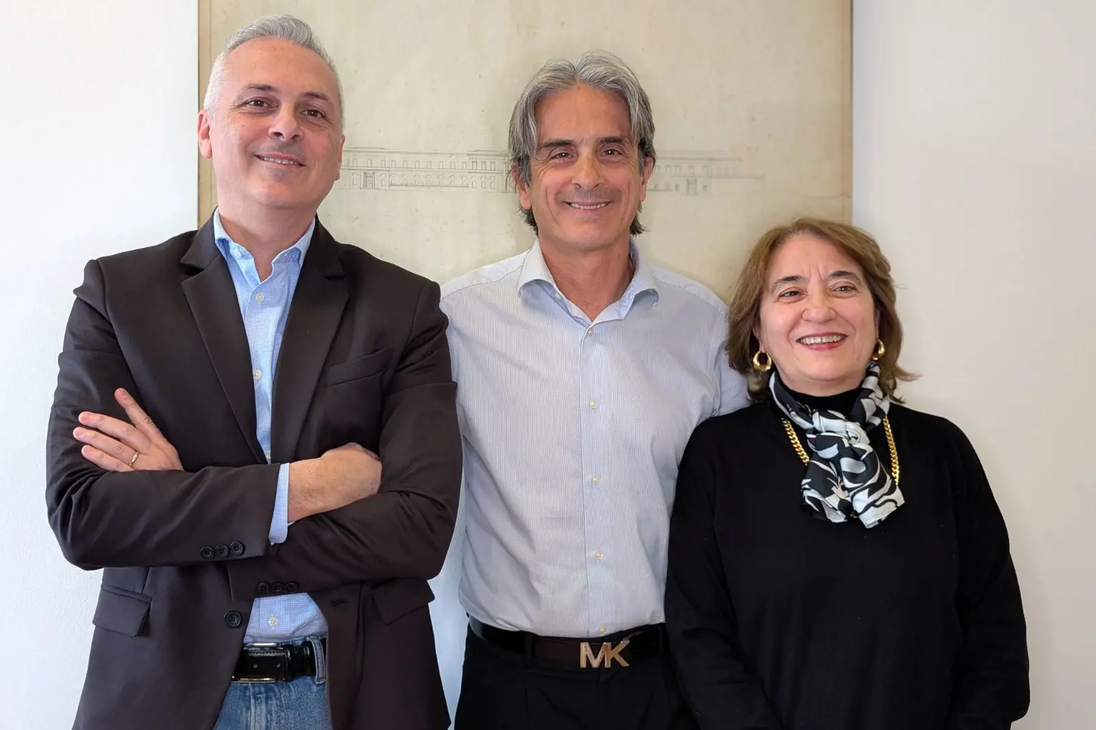 Da sinistra: Gianluca Calabrò, Vincenzo Serra e Anna Maria Corriga (Foto: Aou Cagliari)