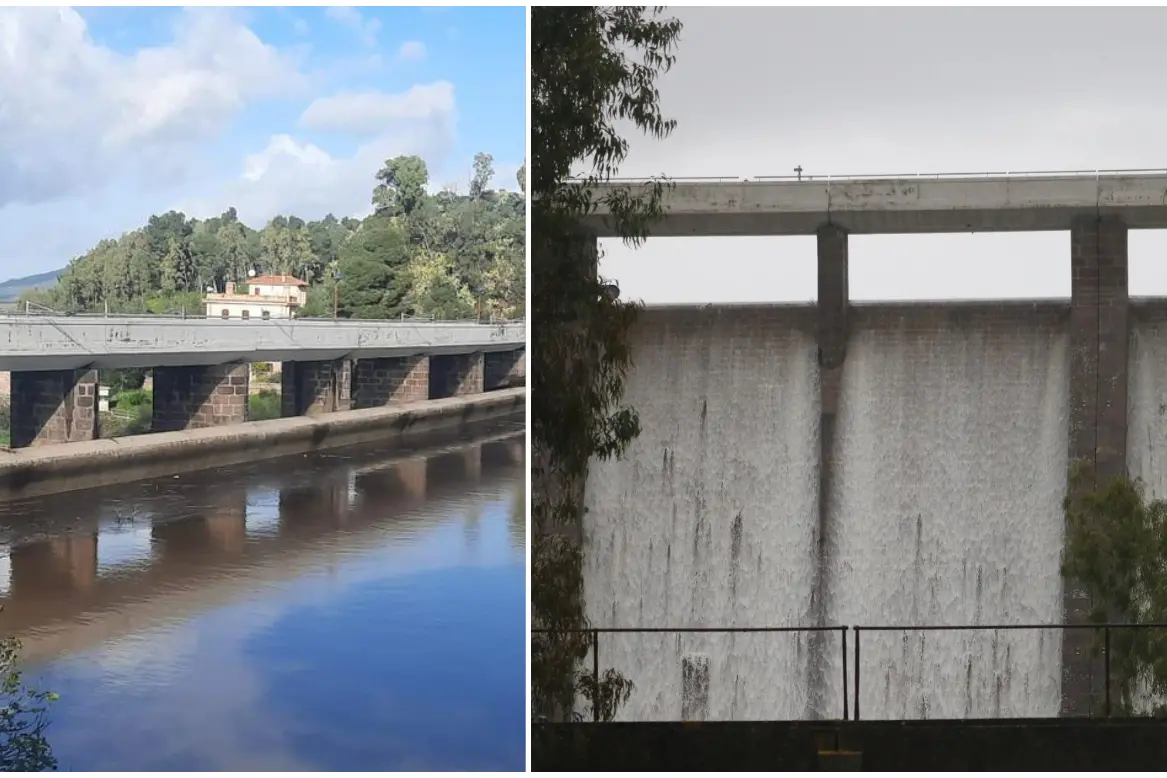 A sinistra la diga di Bau Pressiu, a destra quella di Tratalias (foto Murru)