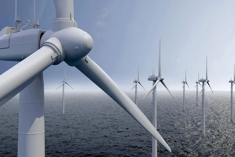 Una delle pale eoliche da 15 megawatt alte tra i 268 e i 385 metri da piazzare nei mari dell'Isola (L'Unione Sarda)