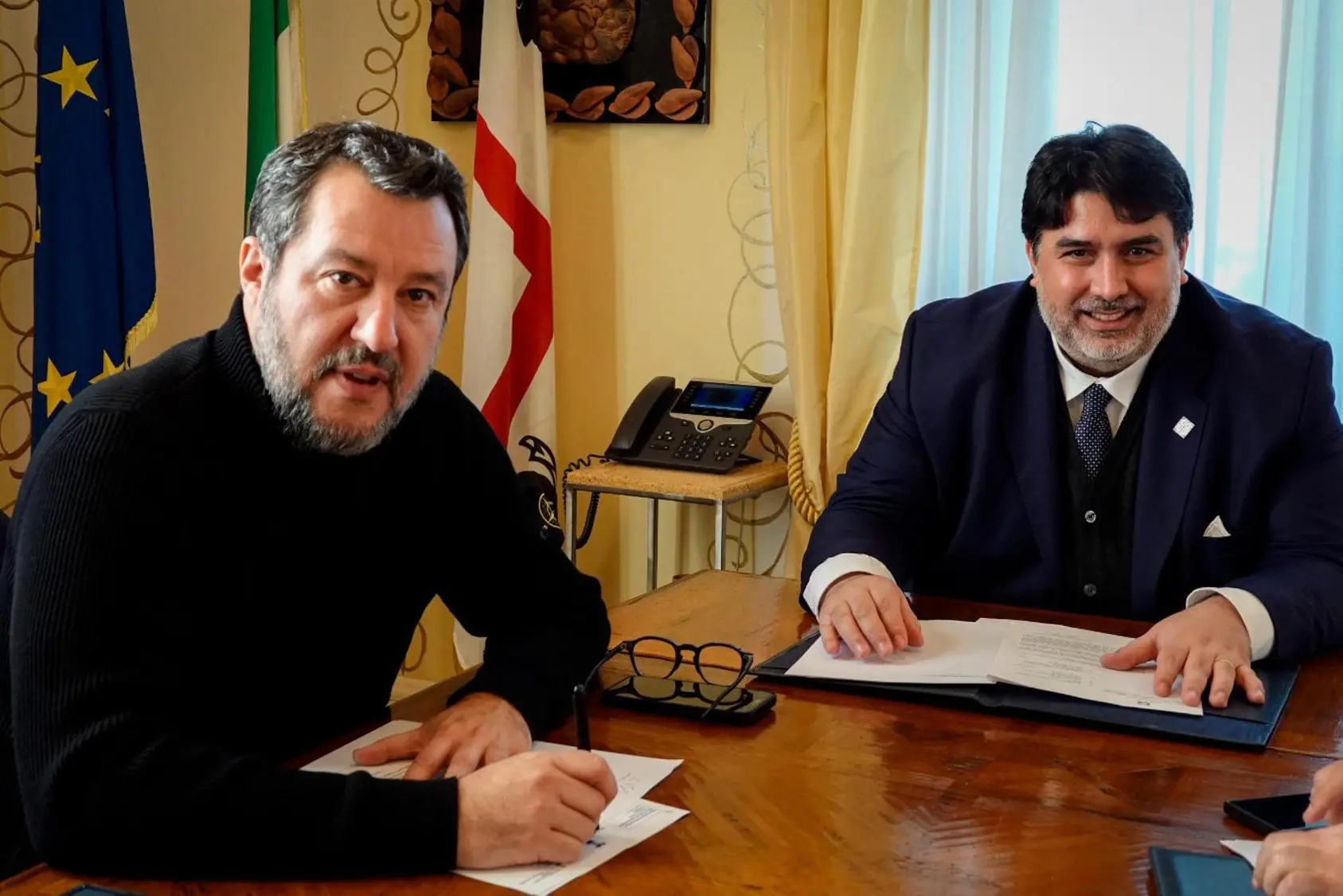 Matteo Salvini con Christian Solinas