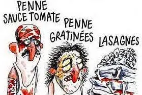 Particolare di una delle vignette pubblicate su Amatrice da Charlie Hebdo (foto da google)