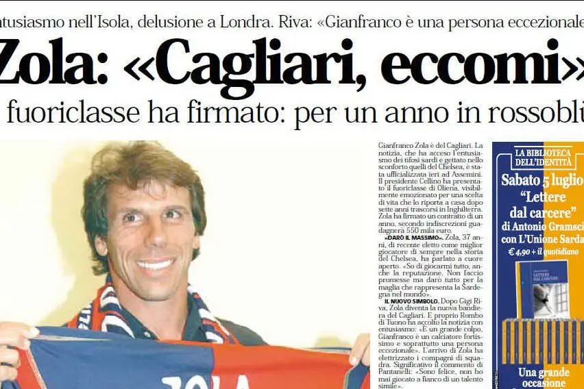 #AccaddeOggi: il 2 luglio 2003 Gianfranco Zola firma un contratto con il Cagliari