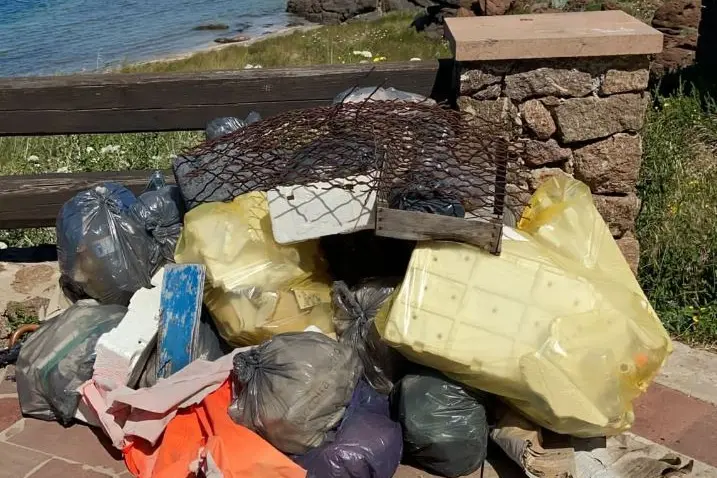 I rifiuti raccolti sul litorale di Castelsardo (Foto M. Pala)