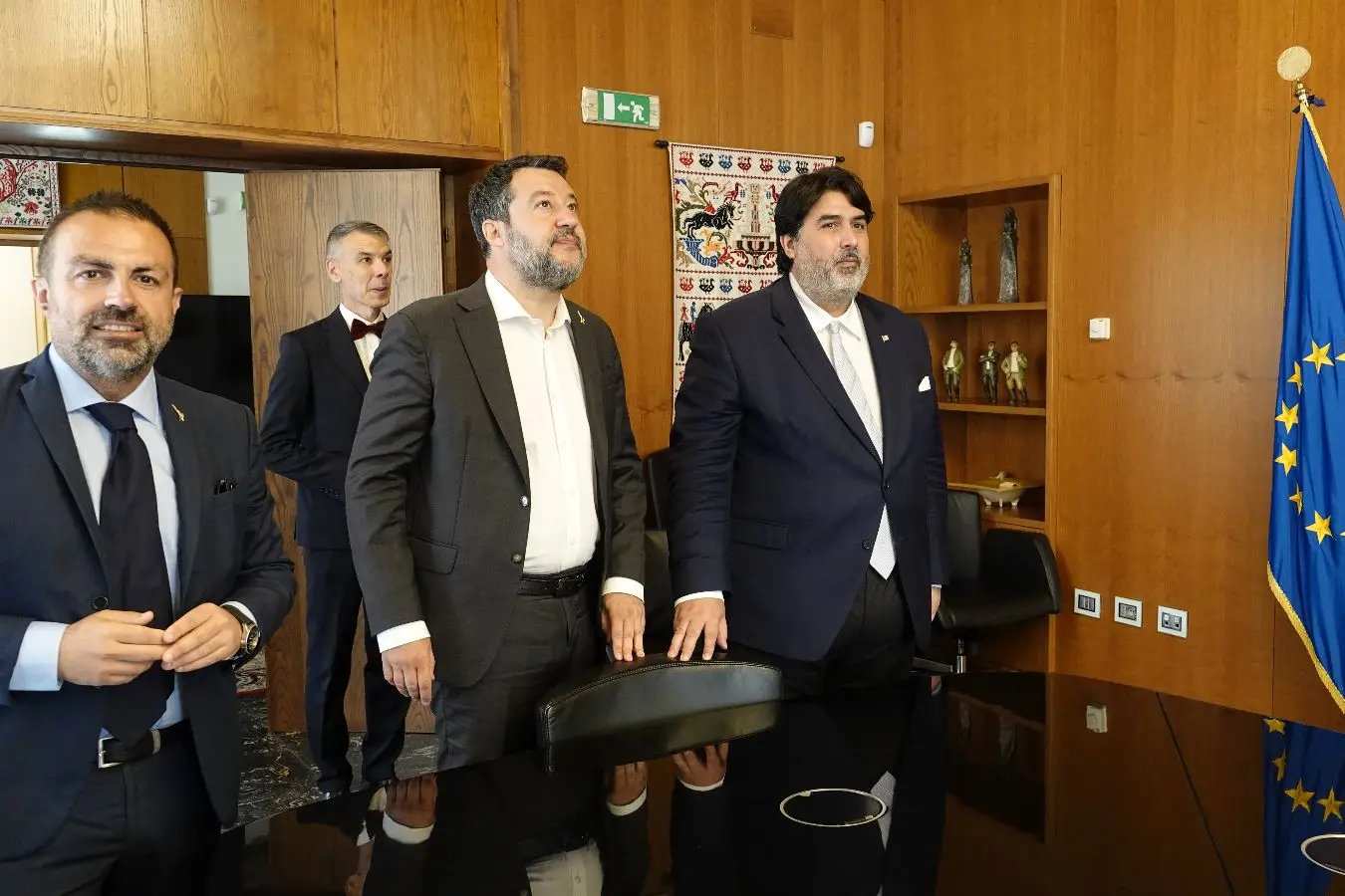 Matteo Salvini con Christian Solinas e Michele Pais