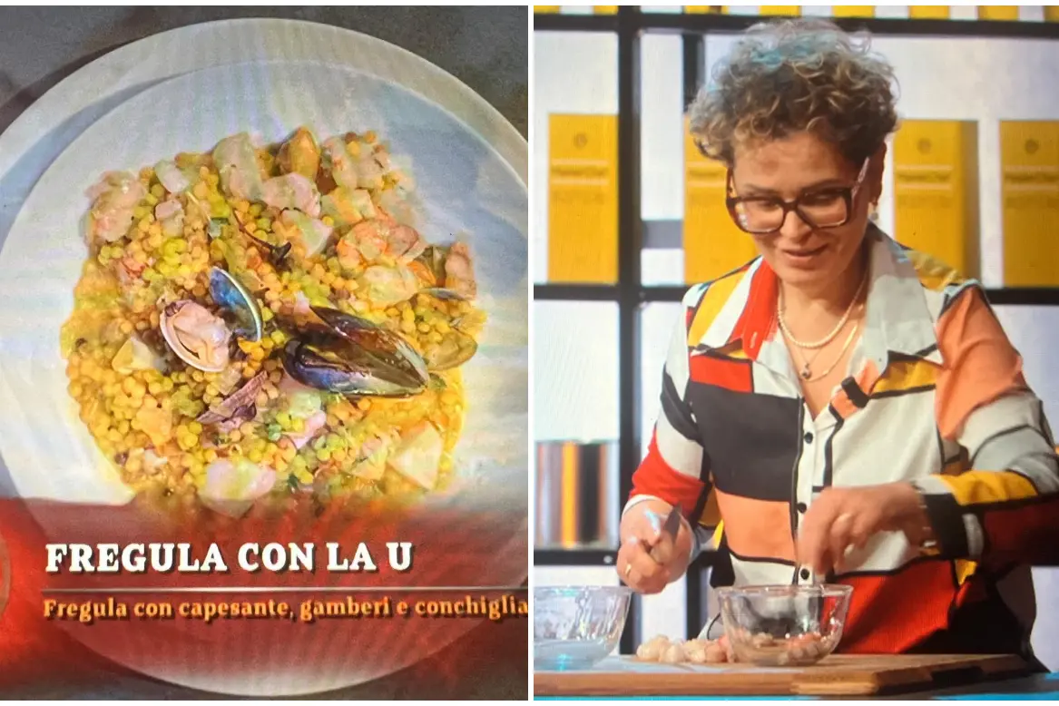 La "fregula con la u" di Jessica Piredda, a destra (frame Masterchef - Sky)