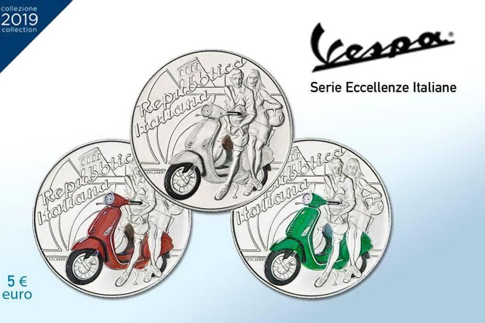 La nuova moneta da 5 euro dedicata alla Vespa