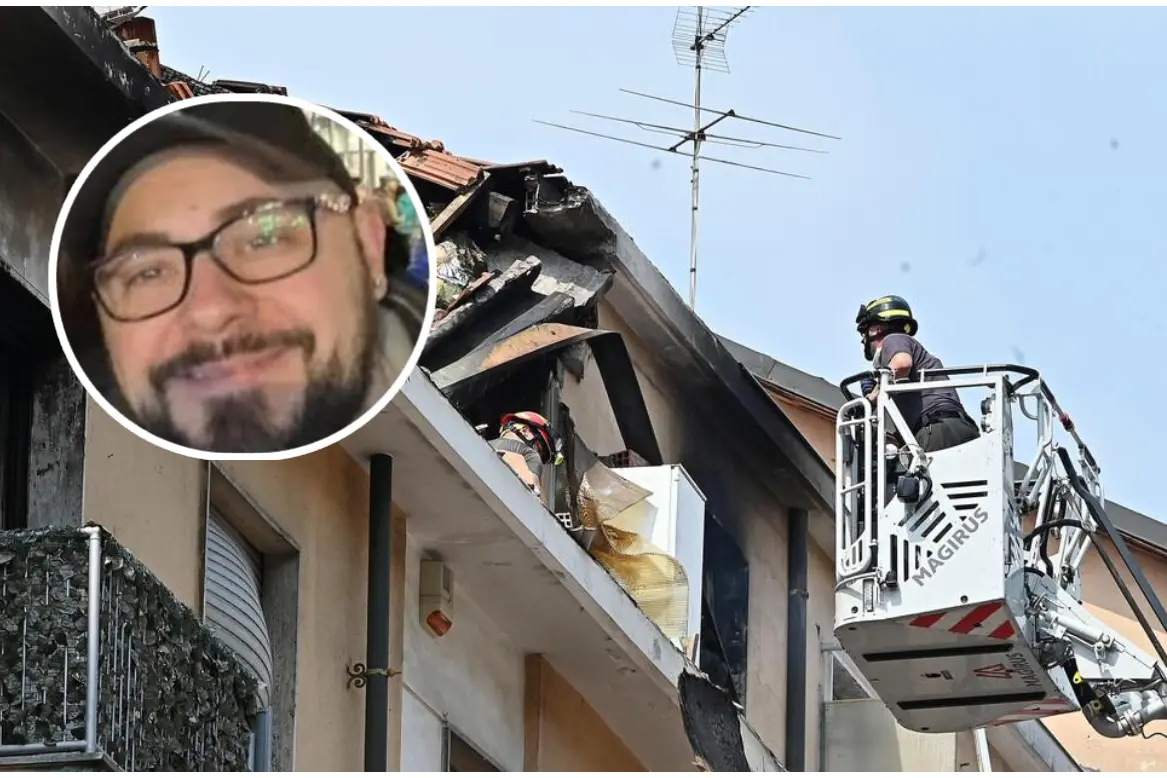 L'esplosione a Torino (Ansa), nel riquadro Giovanni Zippo (dai social)