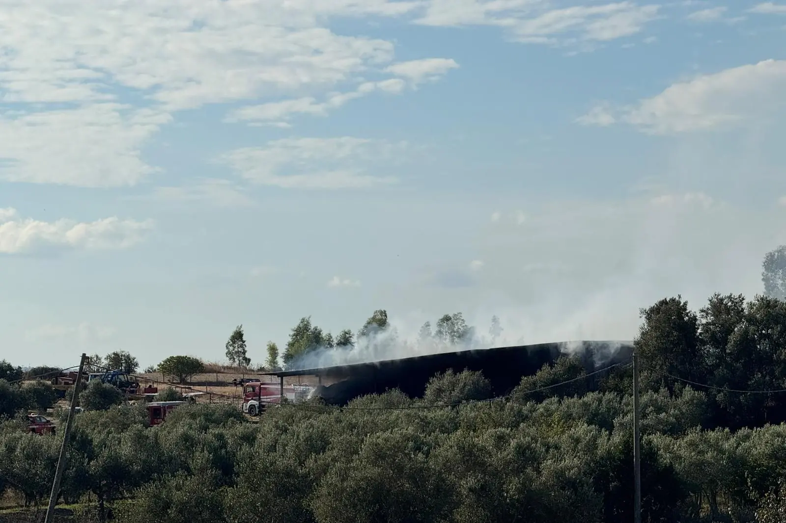 Incendio in un'azienda agricola a Guamaggiore: capannoni in fiamme nella notte Guamaggiore, rogo in un'azienda agricola (foto Manunza)