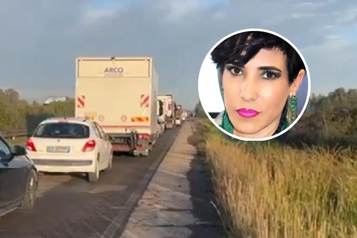 Il traffico sulla dorsale consortile e, nel tondo, Desirè Manca