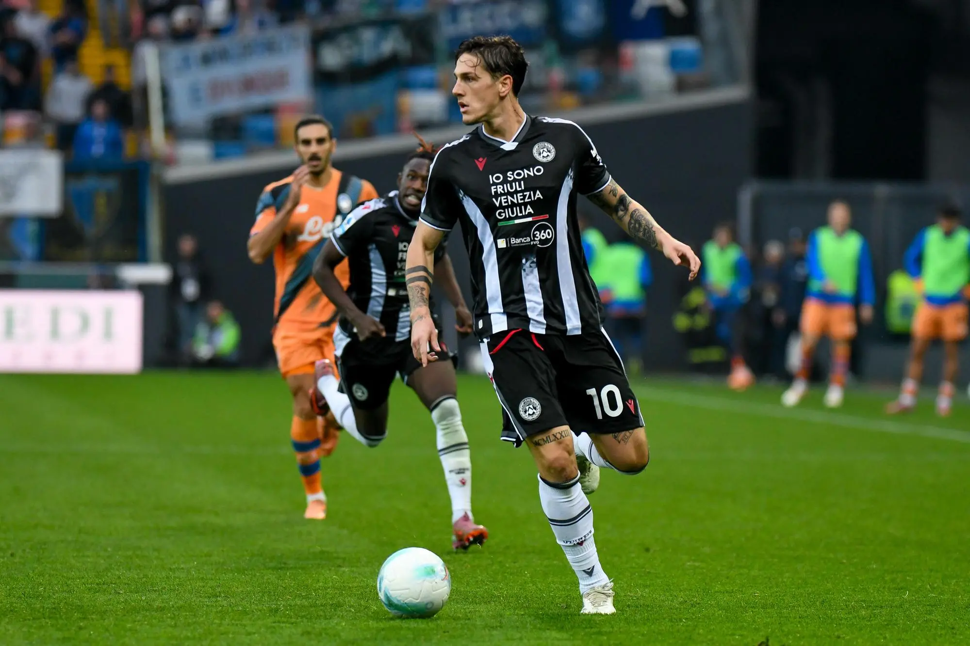 Udinese's Nicolò Zaniolo in action during italian soccer Serie A match between Udinese Calcio vs Atalanta BC at the Bluenergy stadium in Udine, Italy, 01 November 2025. ANSA/Ettore Griffoni