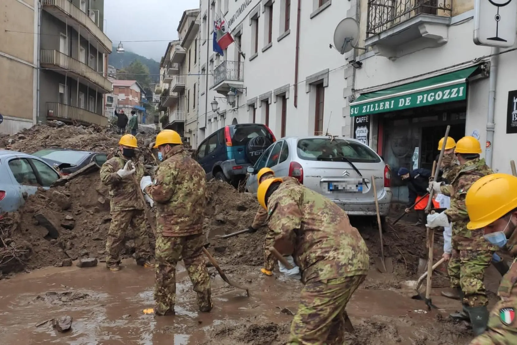 Bitti, le strade del paese dopo l'alluvione del 28 novembre 2020 (Archivio L'Unione Sarda))