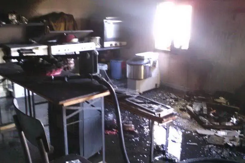 La cucina incendiata