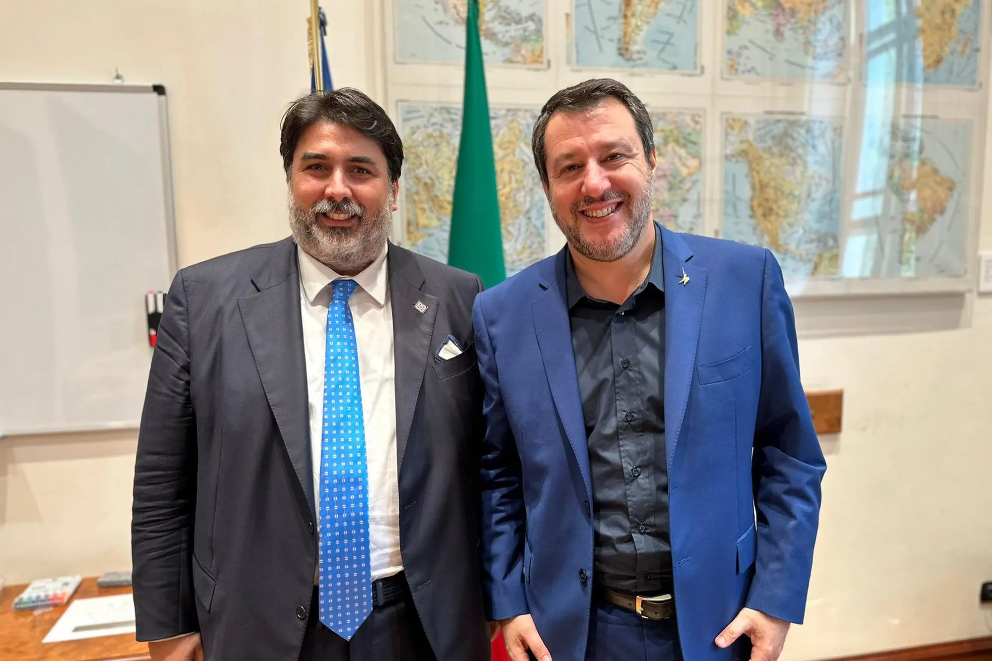 Solinas con Salvini (foto concessa)