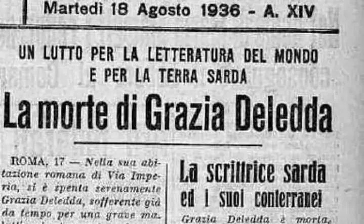La notizia della morte su L'Unione Sarda