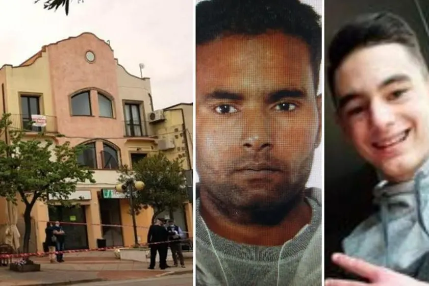 Il luogo dell'aggressione, a destra Mirko Farci e, al centro, Masih Shahid (archivio L'Unione Sarda)