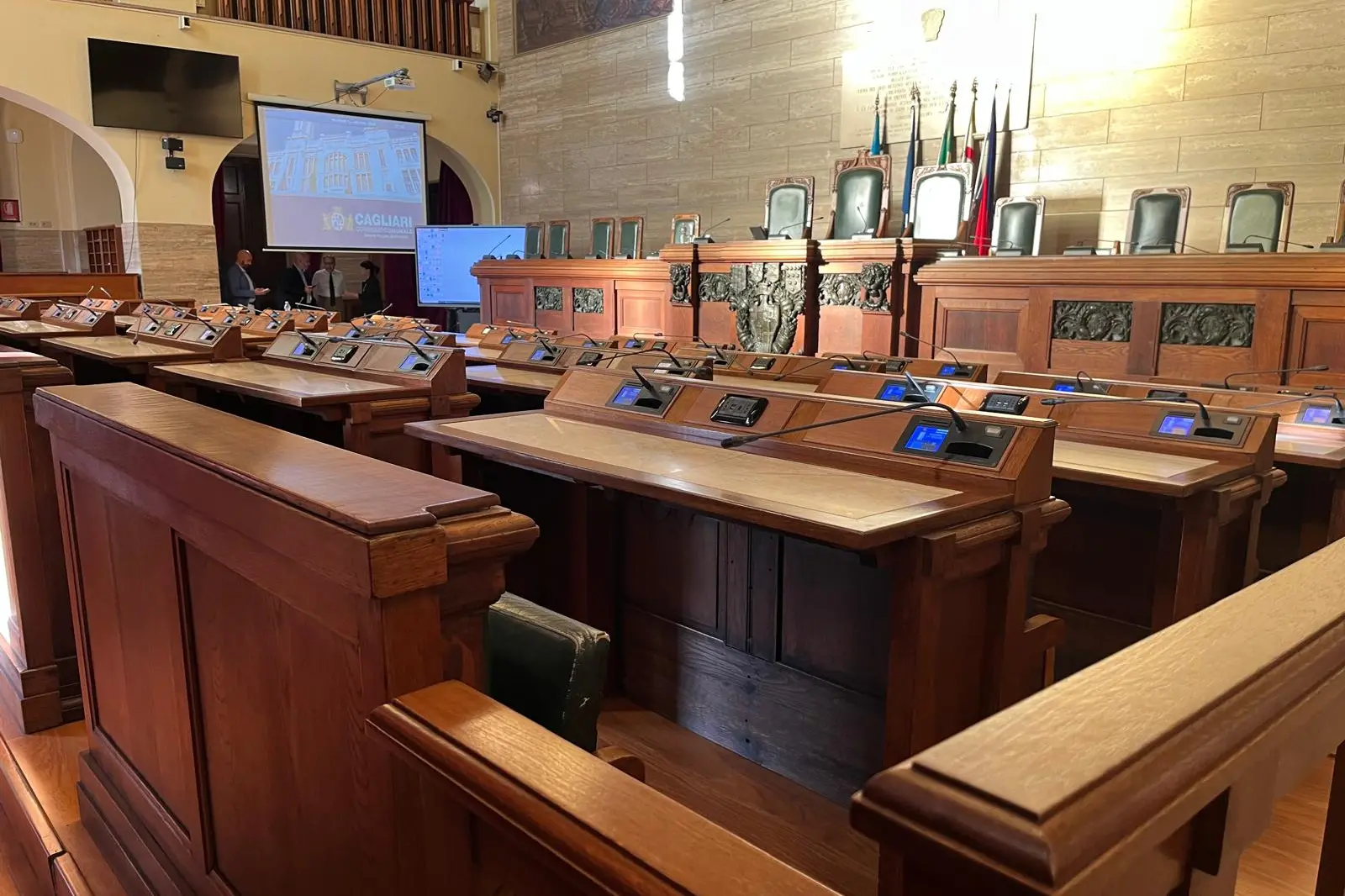 L'aula del Consiglio comunale vuota (Foto: Artizzu)