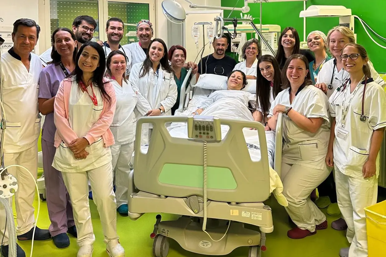L'equipe e la mamma al Policlinico