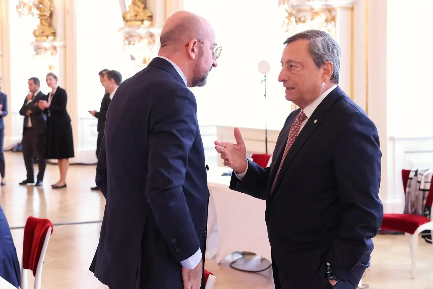 Charles Michel e Mario Draghi (foto Ansa)