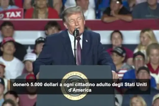 Trump torna a promettere 5.000 dollari a ogni cittadino americano
