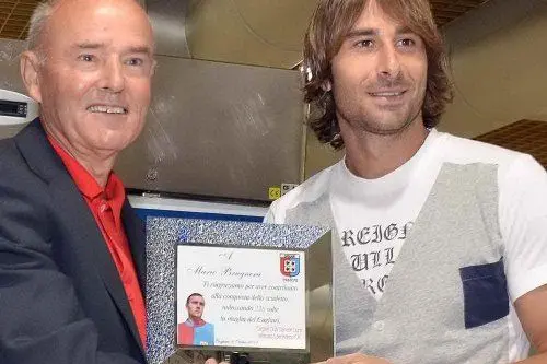 Daniele Conti con Mario Brugnera al mercato di San Benedetto