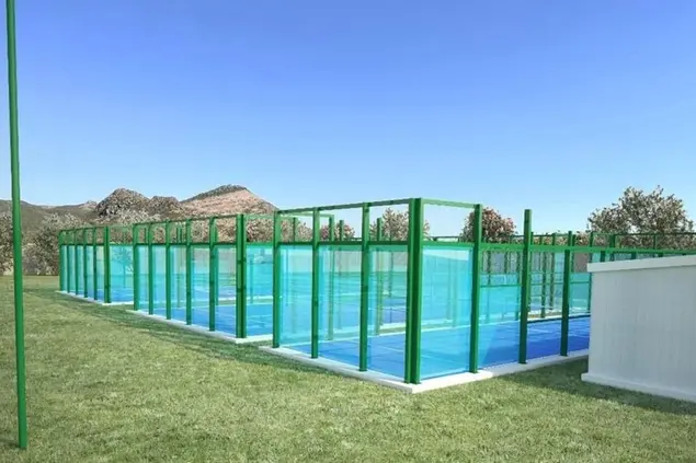 Il progetto dei nuovi campi da padel a Is Gannaus (foto Scano)