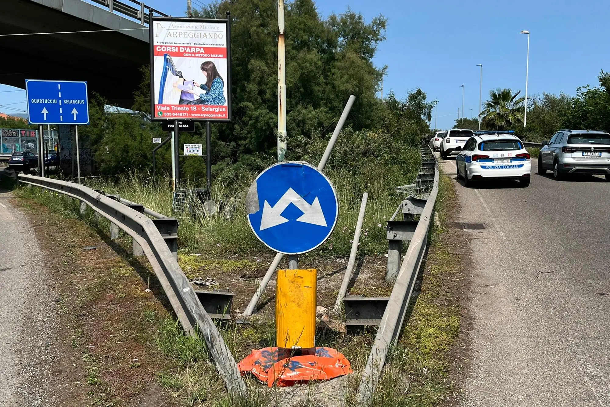 Lo svincolo di Is Pontis Paris, dove è avvenuto l'incidente