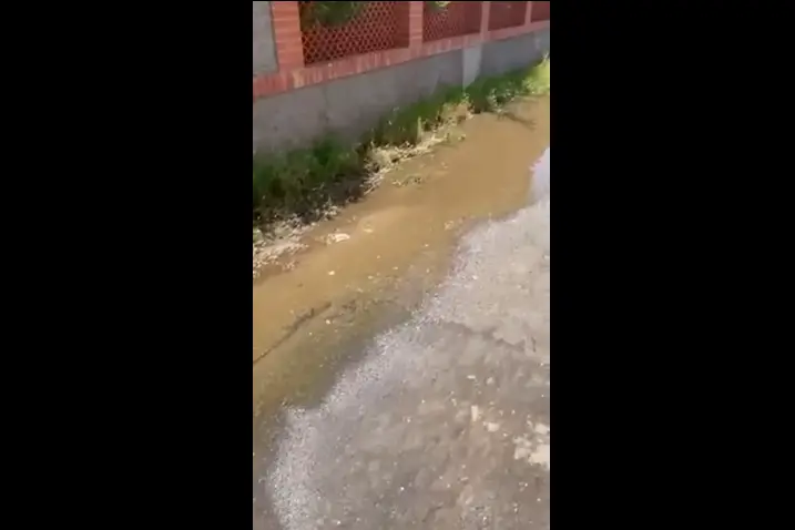 Un'immagine della perdita idrica a Domus De Maria (foto da frame video)