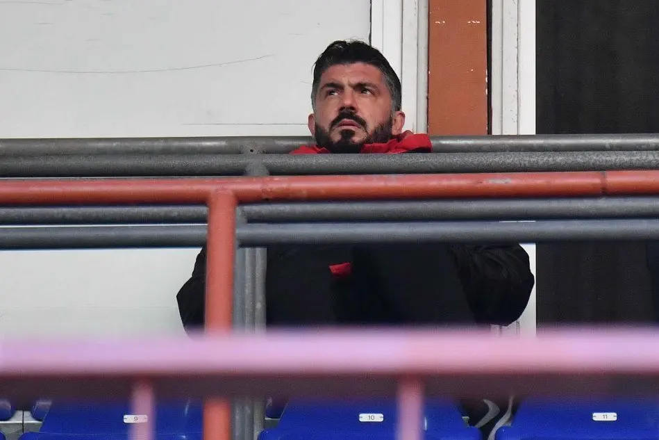 Gattuso guarda la partita dalla tribuna
