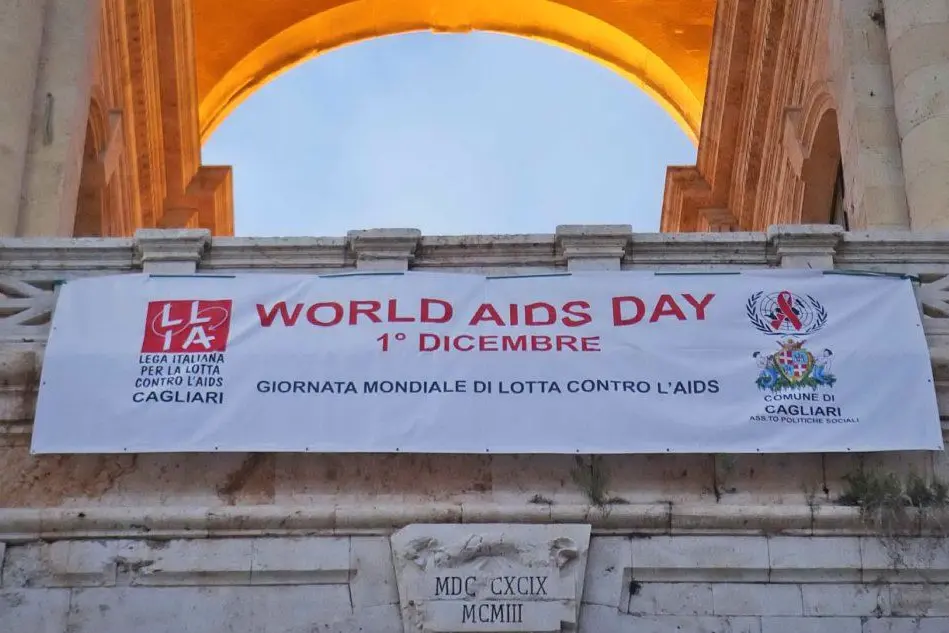 Striscione per la giornata mondiale contro l'Aids