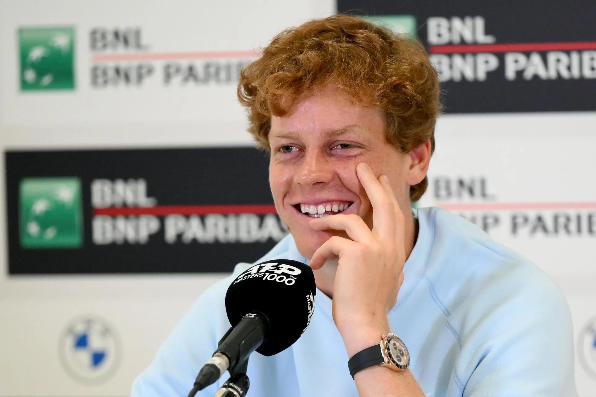 Jannik Sinner of Italy attends a press conference ahead of the Rome Open tennis tournament in Rome, Italy, 05 May 2025. ANSA/ETTORE FERRARI