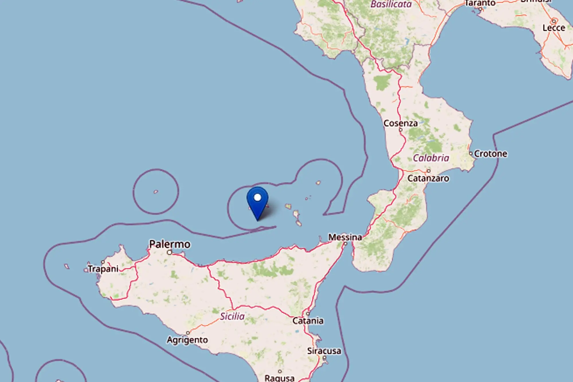 Scossa di terremoto nel Messinese (immagine via Ansa)