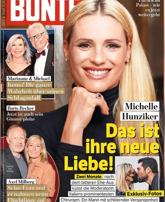 La copertina del magazine Bunte con, in basso a destra, il bacio fra i due