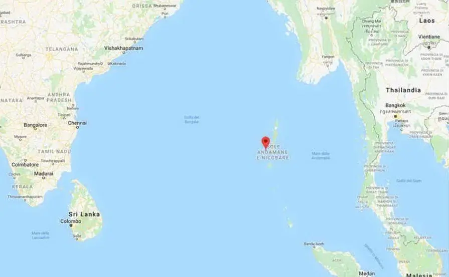 Il luogo in cui si trova l'isola di North Sentinel (foto Google Maps)