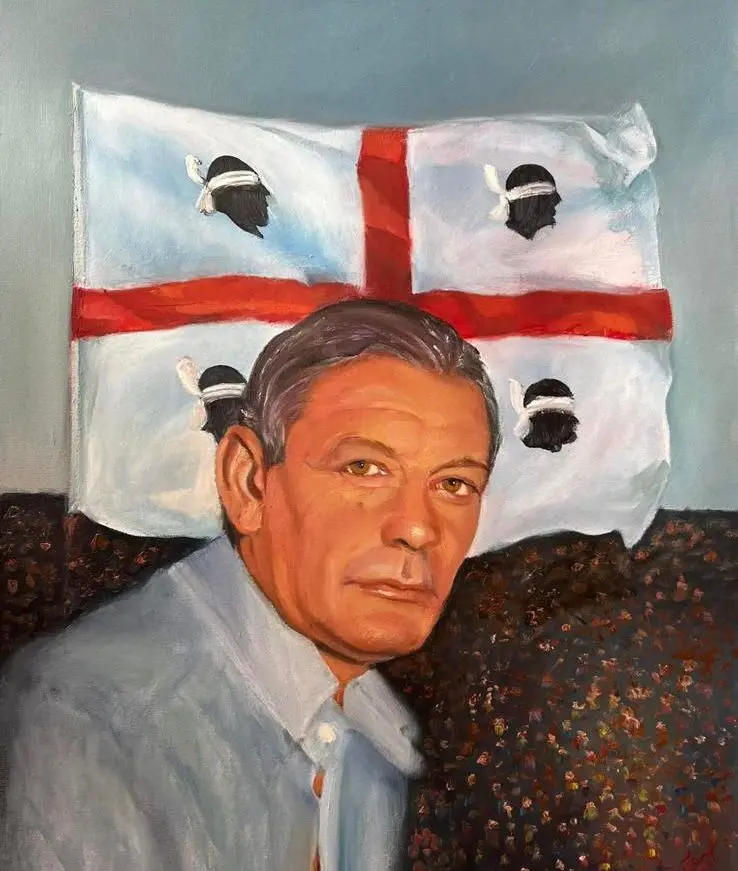 Un'immagine del quadro &quot;Dedicato a te, Rombo di Tuono&quot; su Gigi Riva