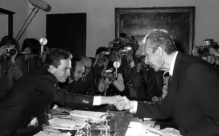Moro e Berlinguer (le foto sono Ansa e Wikipedia)