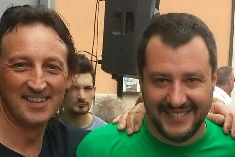 Maurizio Agostini con il leader della Lega Nord Matteo Salvini