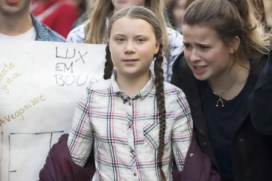 La piccola attivista svedese Greta Thunberg (Ansa)