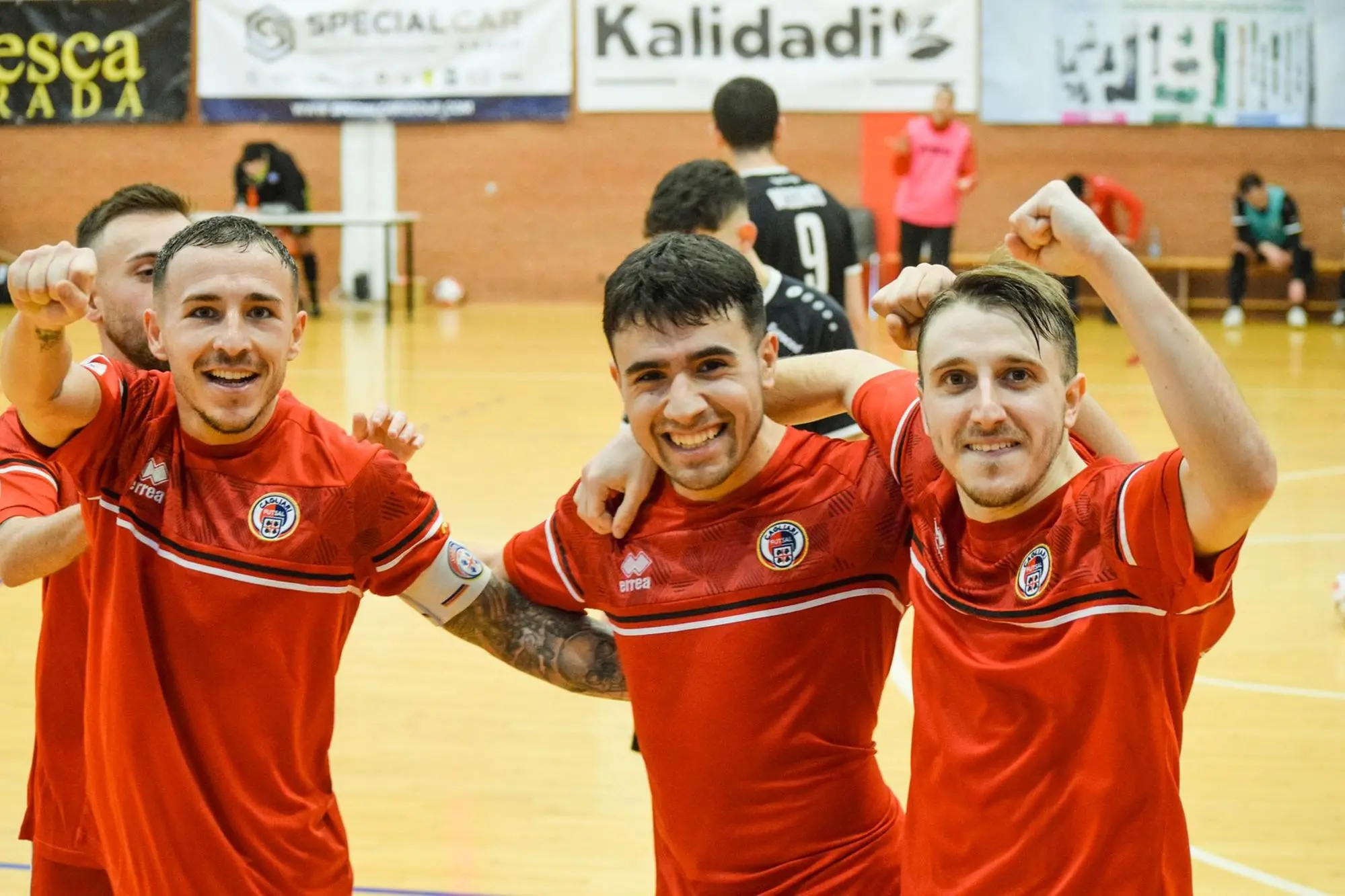 Matteo Atzeni, Antonio Farina e Jacopo Fratini del Sardinia Futsal (foto Sardinia Futsal)