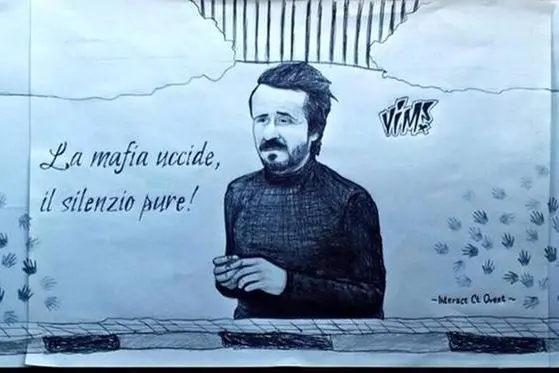 Il messaggio compariva anche su uno striscione esposto al funerale di Peppino Impastato (Archivio L'Unione Sarda)