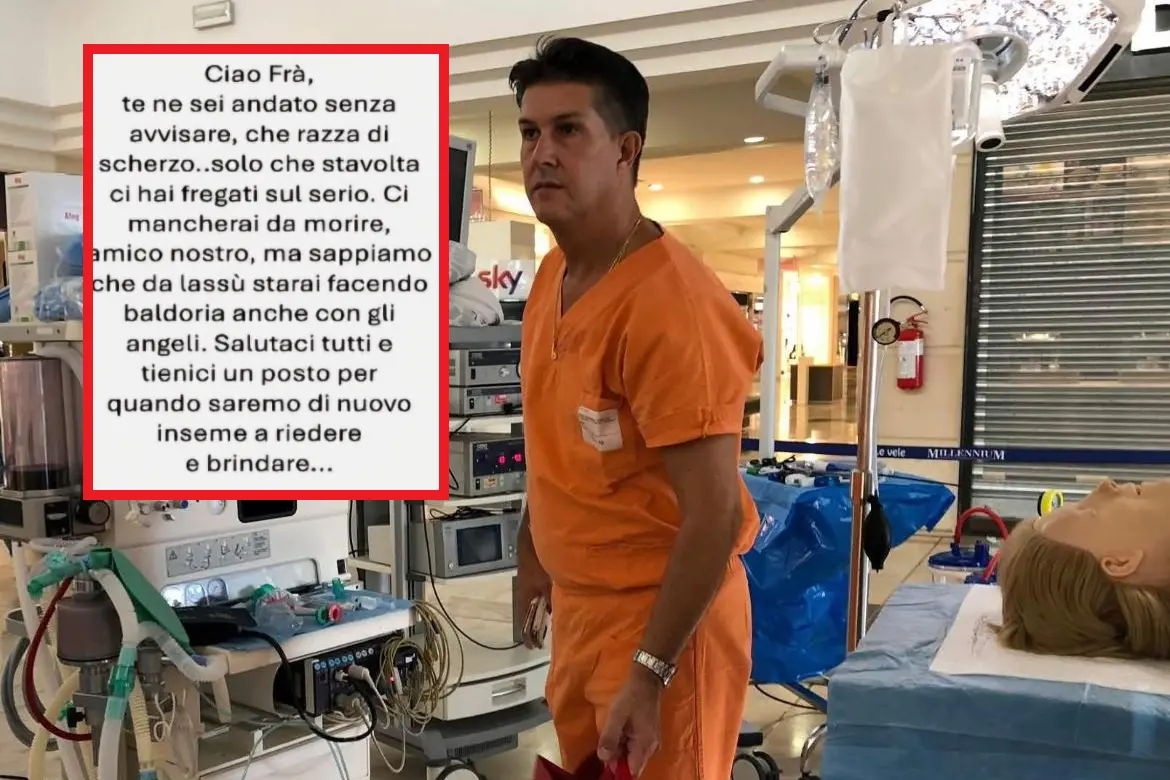 Franco Deplano, a sinistra il messaggio dei colleghi del Brotzu