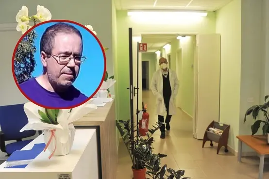 L'Hospice di Oristano e, nel tondo, Andrea Manca (L'Unione Sarda)