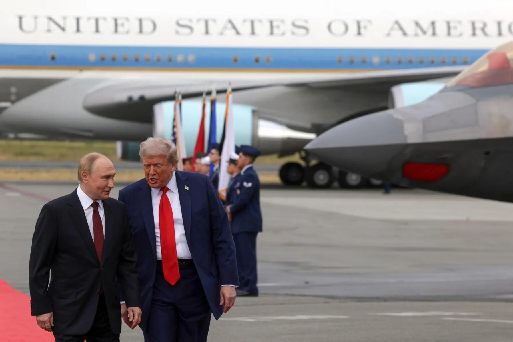 epaselect epa12303627 US President Donald Trump (R) welcomes Russian President Vladimir Putin during their meet to negotiate at Joint Base Elmendorf-Richardson in Anchorage, Alaska, USA, 15 August 2025. EPA/GAVRIIL GRIGOROV/SPUTNIK/KREMLIN POOL / POOL MANDATORY CREDIT